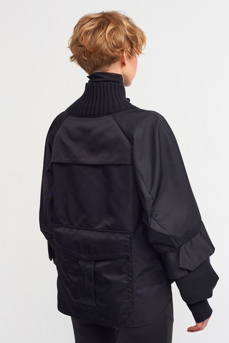 NU Zipper Detailed Stylish Sweatshirt Black