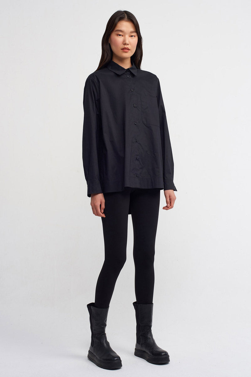 NU Single Pocket Solid Shirt Black