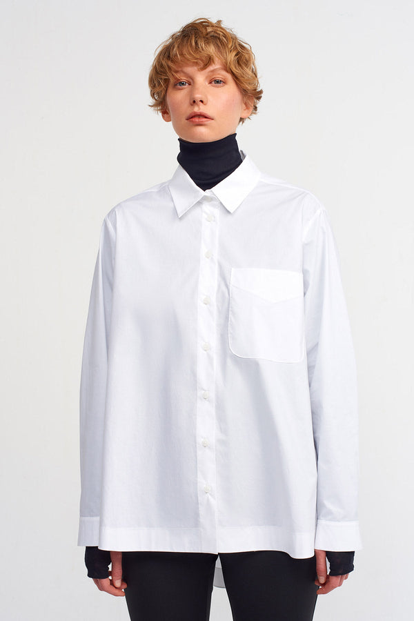 NU Single Pocket Solid Shirt Off White