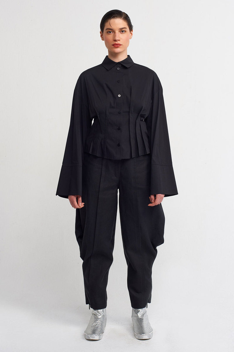 NU Back Tie Detailed Corset Shirt Black
