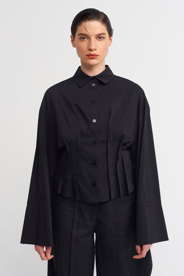 NU Back Tie Detailed Corset Shirt Black