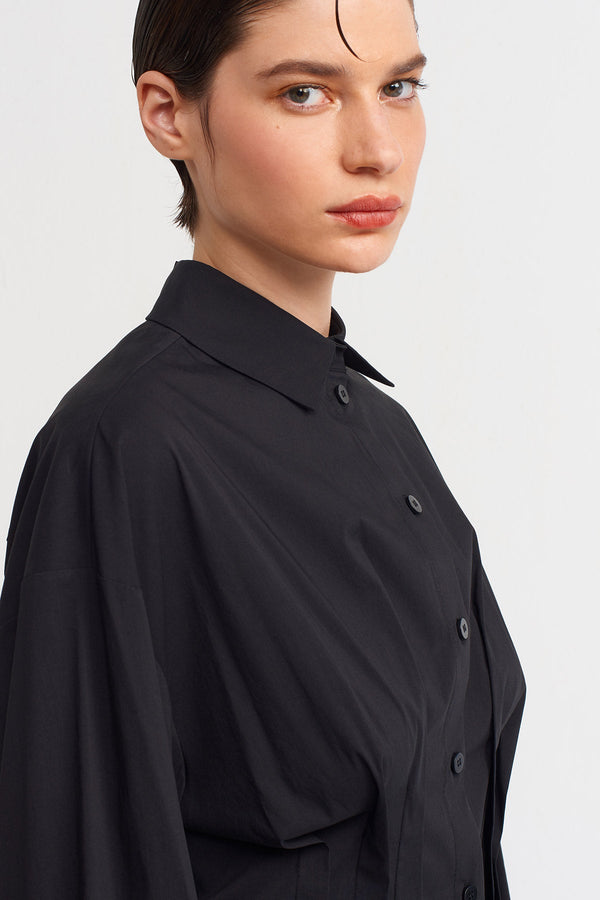 NU Back Tie Detailed Corset Shirt Black