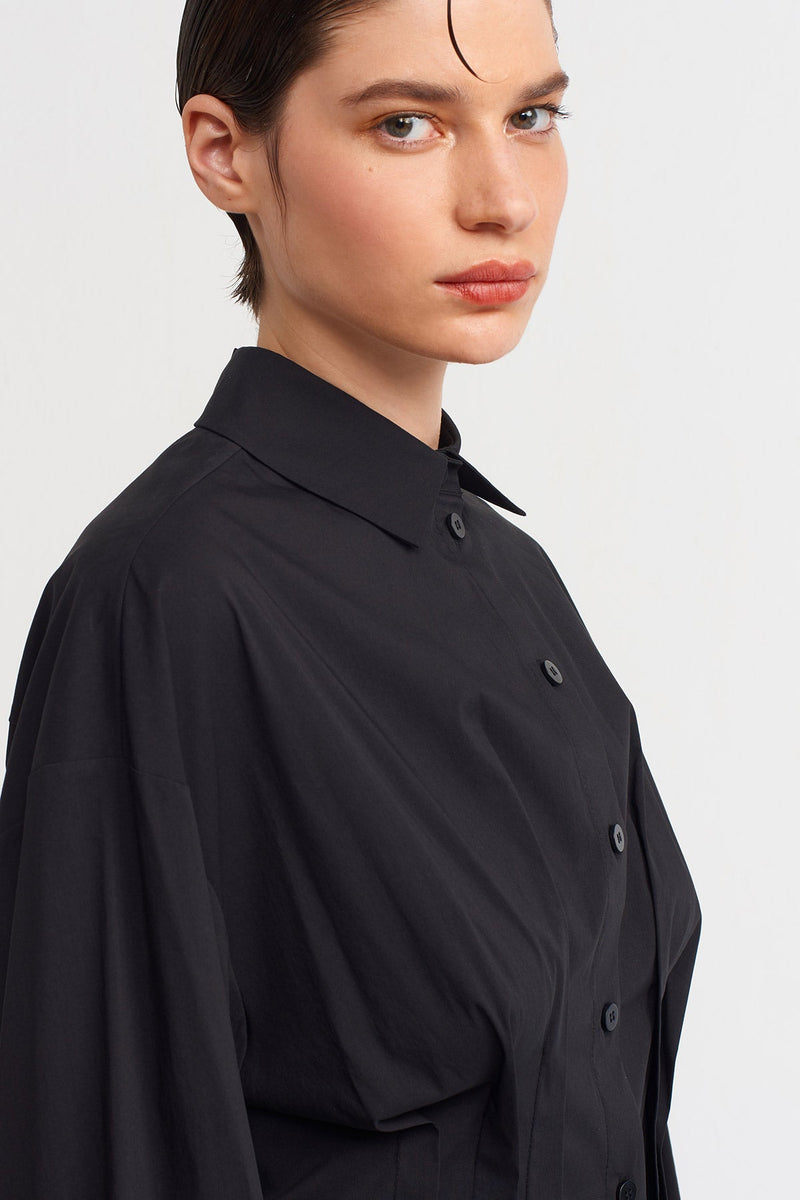 NU Back Tie Detailed Corset Shirt Black