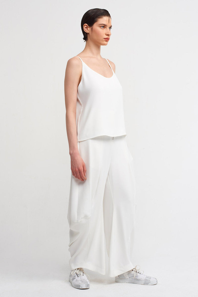 NU Strappy Bead-Embellished Blouse Off White