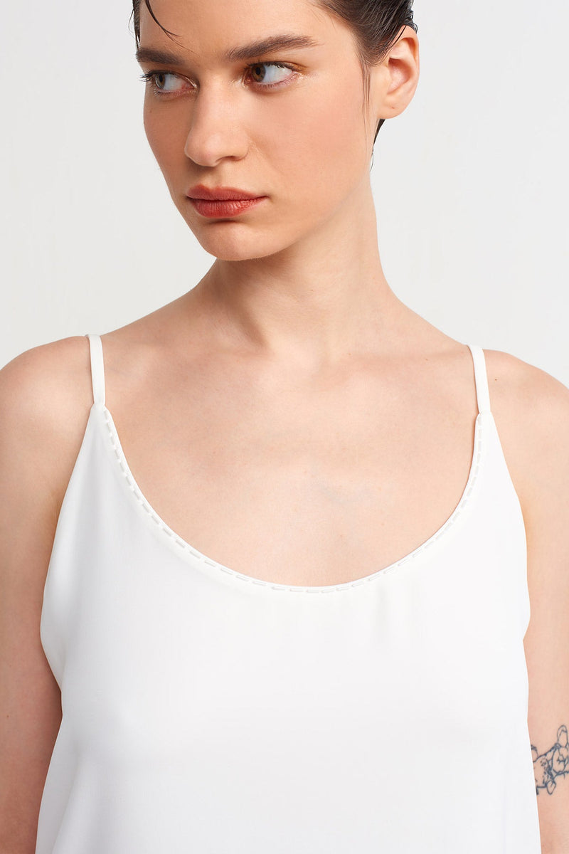 NU Strappy Bead-Embellished Blouse Off White