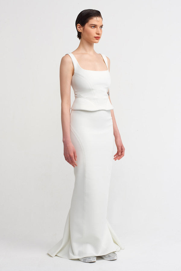 NU Scuba Sleeveless Crop Blouse Off White