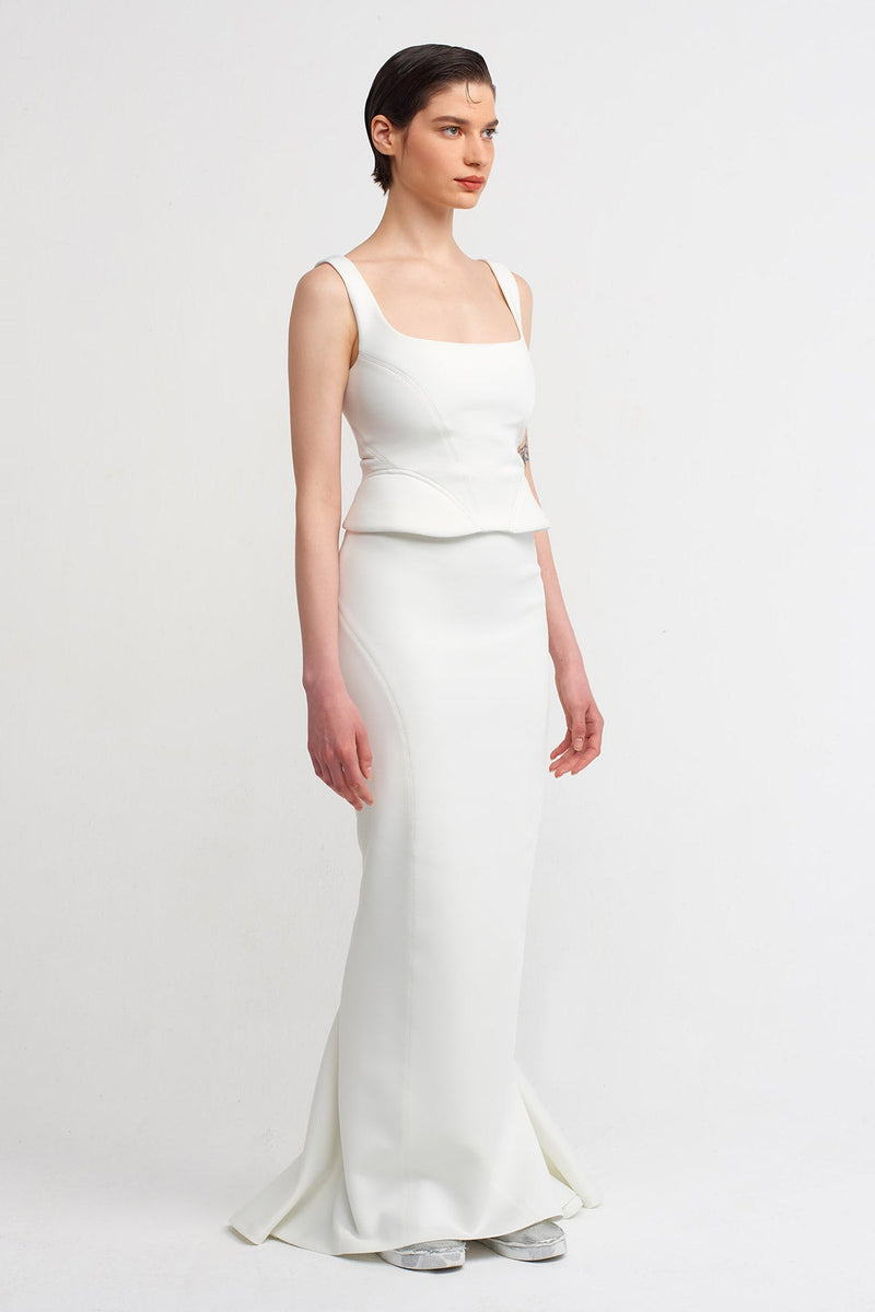 NU Scuba Sleeveless Crop Blouse Off White