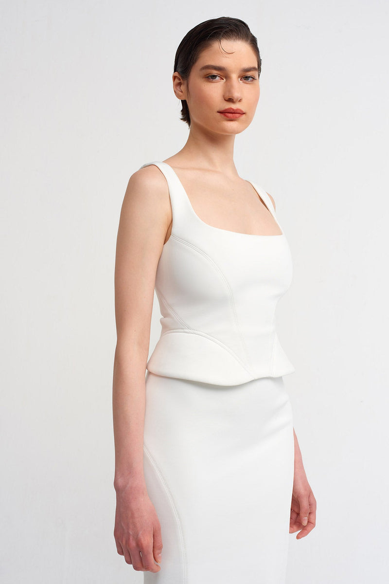 NU Scuba Sleeveless Crop Blouse Off White