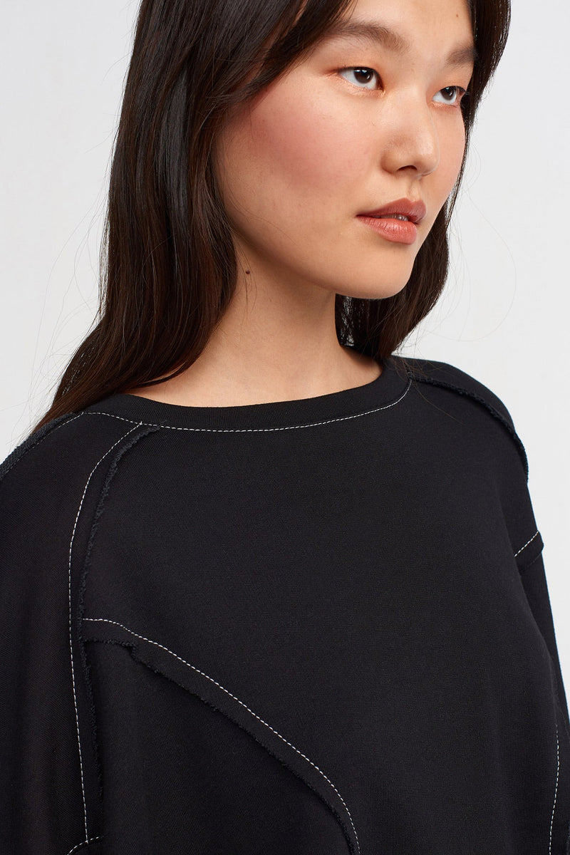 NU Contrast Stitched Crop Sweatshirt Natural/Black