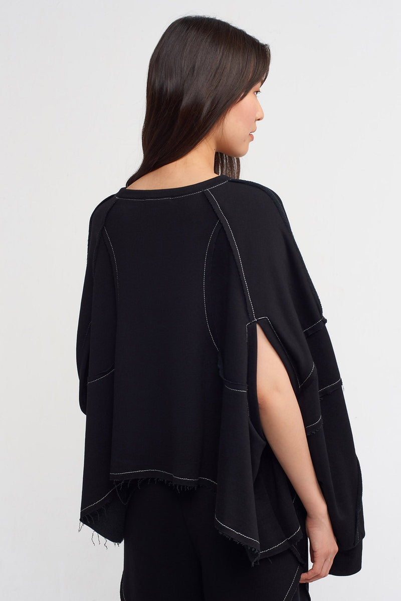 NU Contrast Stitched Crop Sweatshirt Natural/Black
