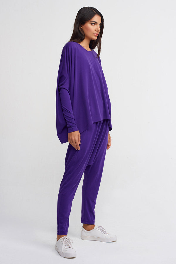 NU Long-Sleeve Comfort Blouse Purple