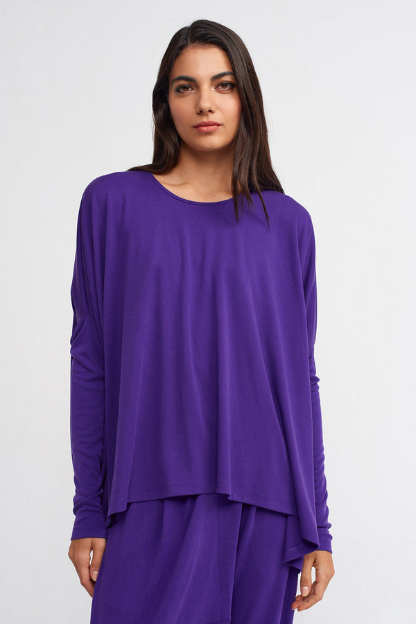 NU Long-Sleeve Comfort Blouse Purple