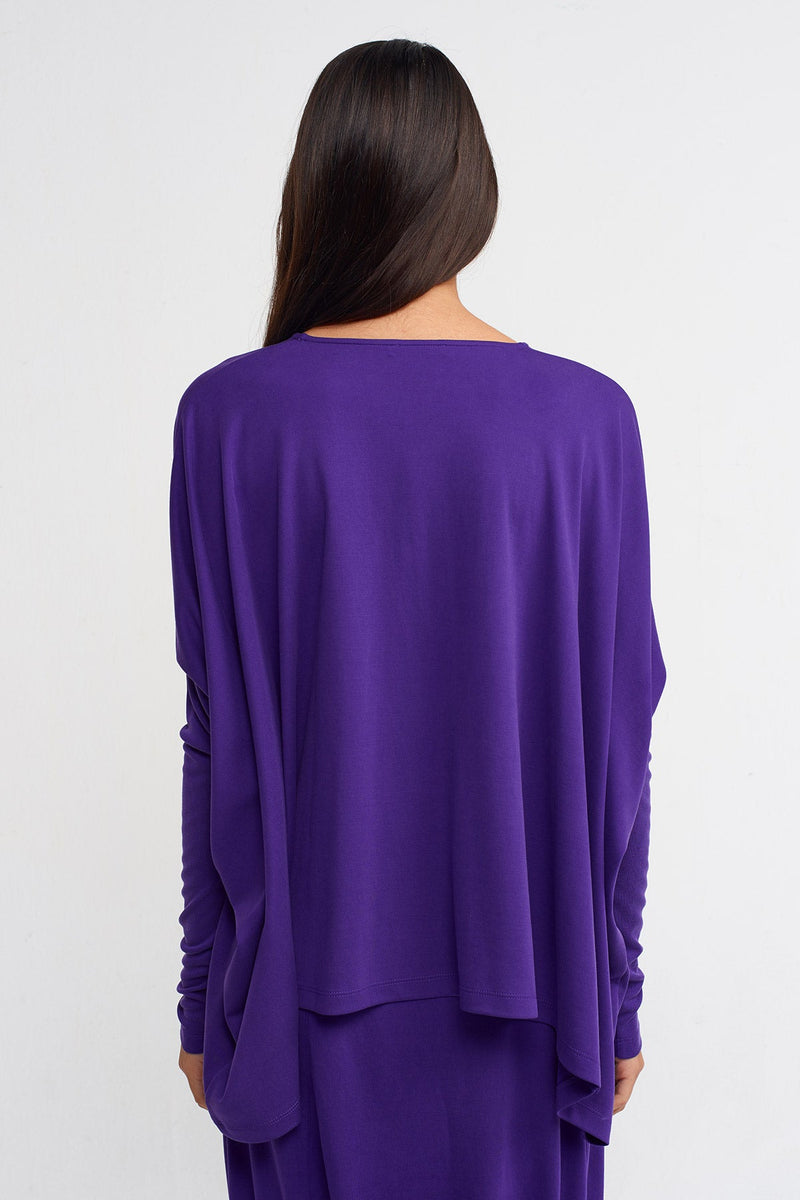 NU Long-Sleeve Comfort Blouse Purple