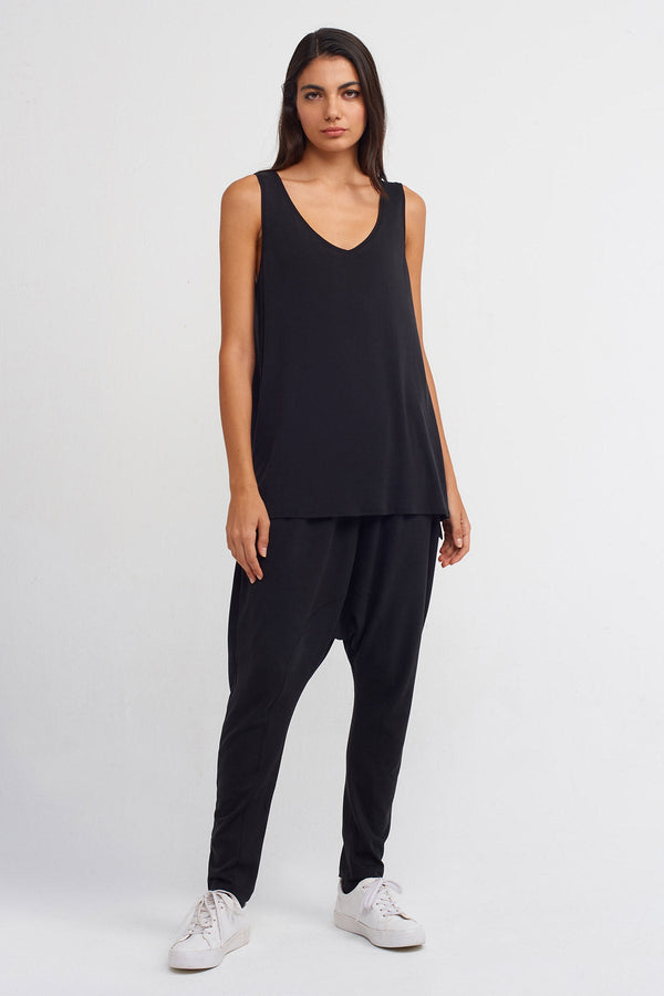 NU V-Neck Sleeveless Comfortable Blouse Black