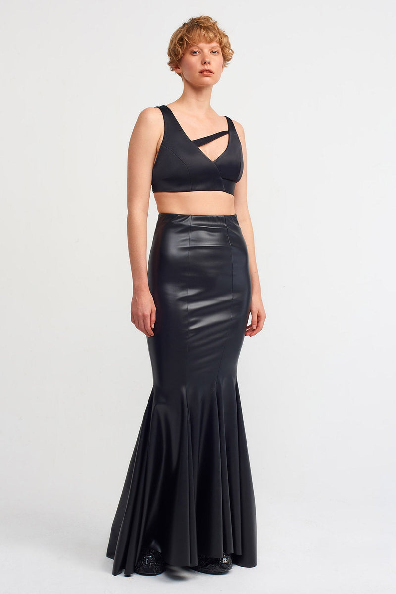 NU Vegan Leather Mermaid Skirt Black