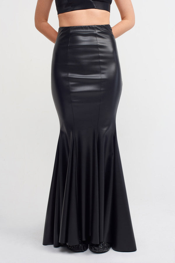 NU Vegan Leather Mermaid Skirt Black