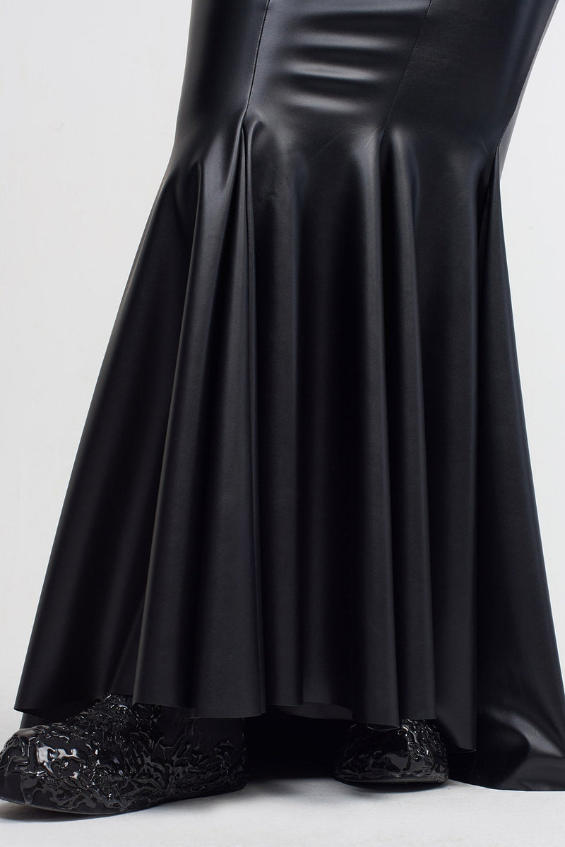 NU Vegan Leather Mermaid Skirt Black