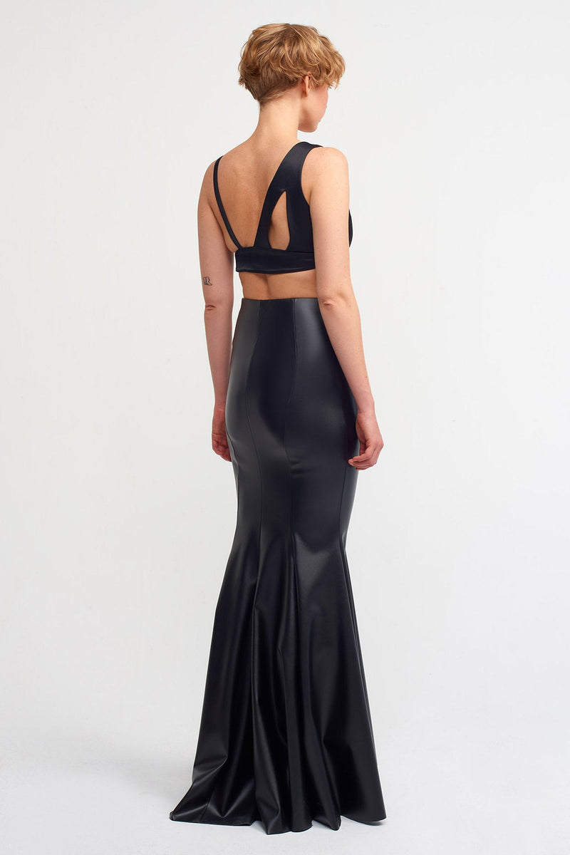 NU Vegan Leather Mermaid Skirt Black