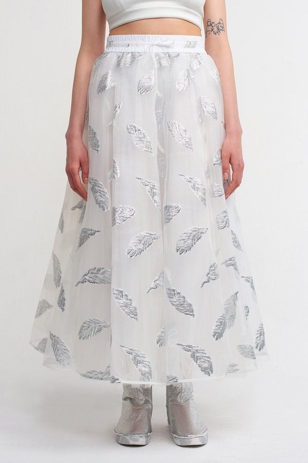 NU Jacquard Patterned Tulle Crinoline Skirt Silver