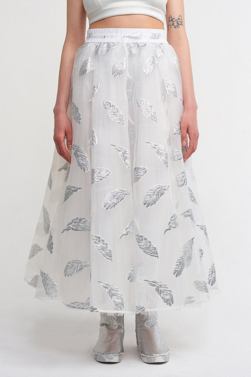 NU Jacquard Patterned Tulle Crinoline Skirt Silver