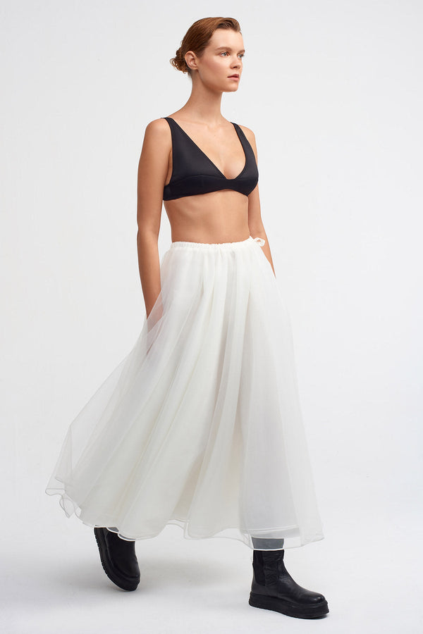 NU Tulle Midi Skirt Off White