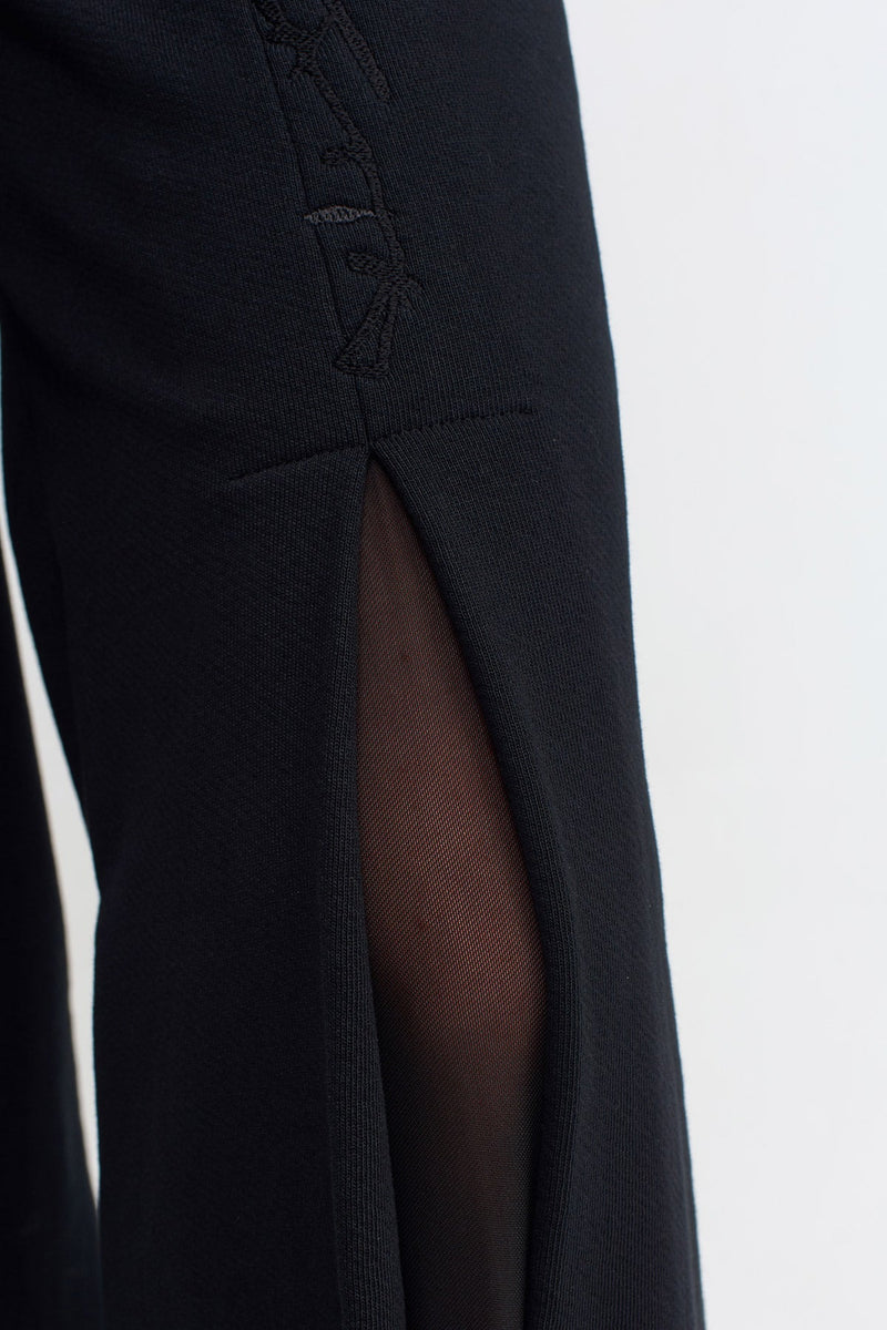 NU Embroidered Slit Detailed Trousers Black