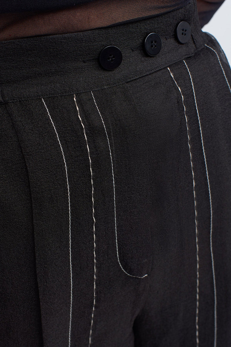 NU Contrast Stitched Tulle Trousers Natural/Black