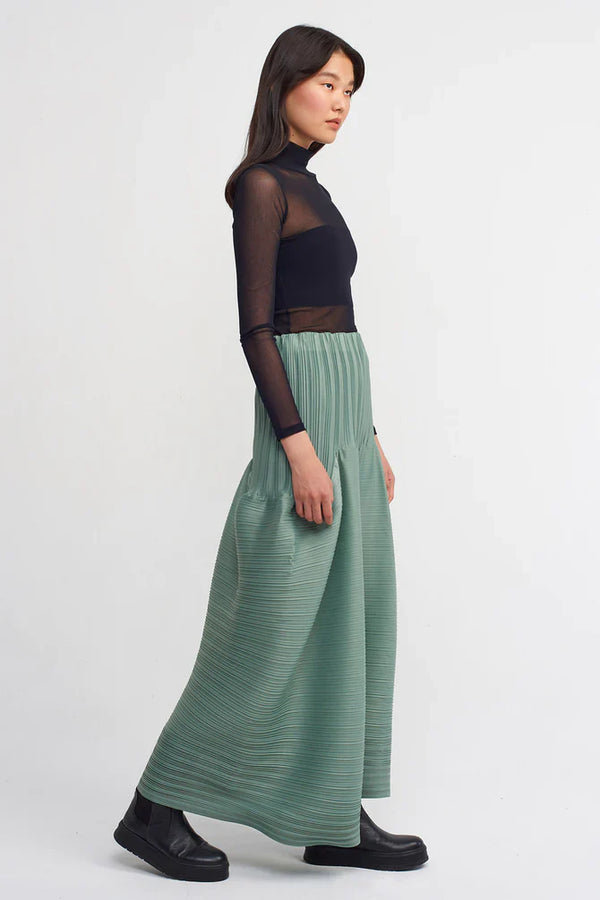 NU High Waisted Pleated Trousers Green