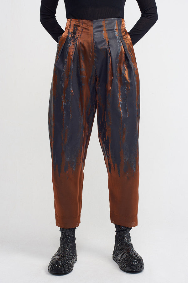 NU Organza Printed Trousers Copper