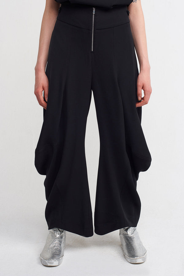NU Side Detailed High Waist Trousers Black