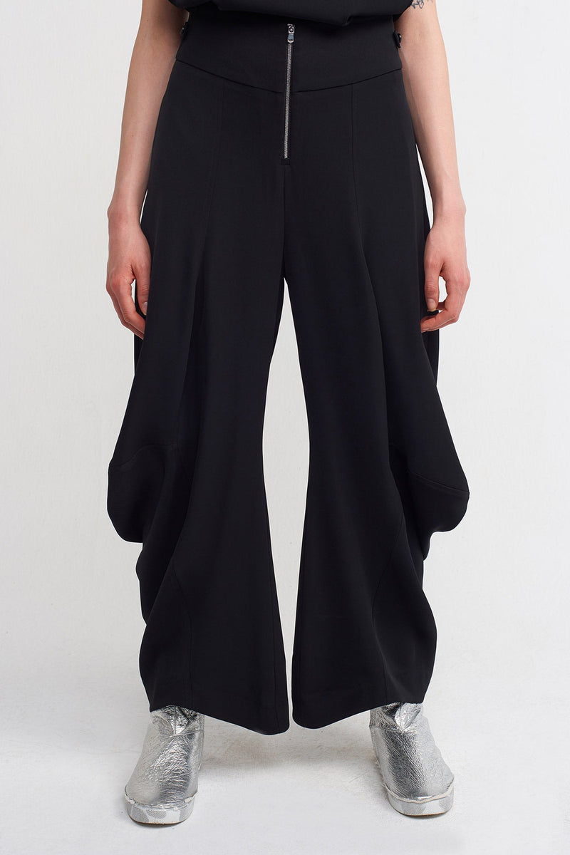 NU Side Detailed High Waist Trousers Black
