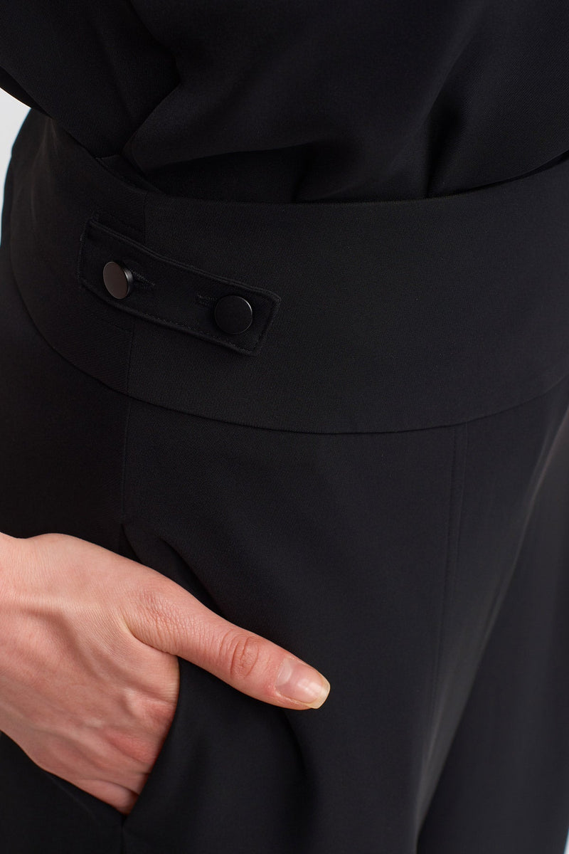 NU Side Detailed High Waist Trousers Black