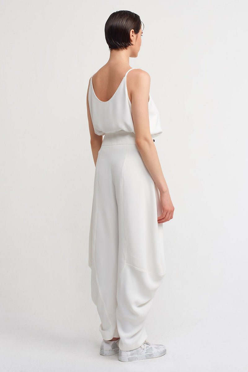 NU Side Detailed High Waist Trousers Off White