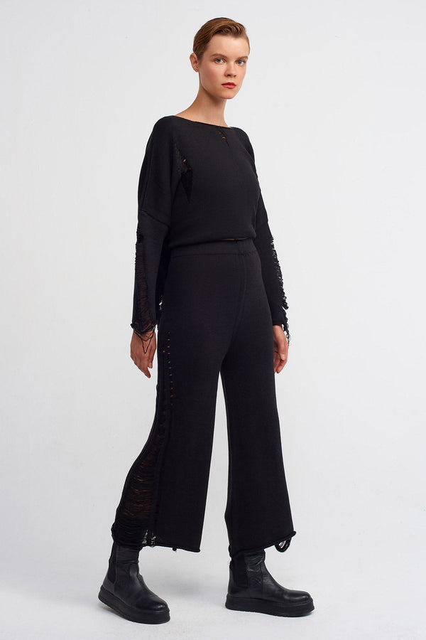 NU Straight Fit Knit Trousers Black