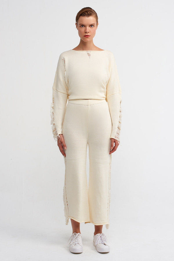 NU Straight Fit Knit Trousers Natural