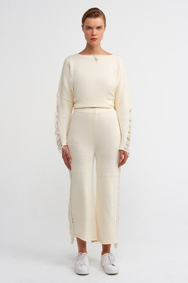 NU Straight Fit Knit Trousers Natural
