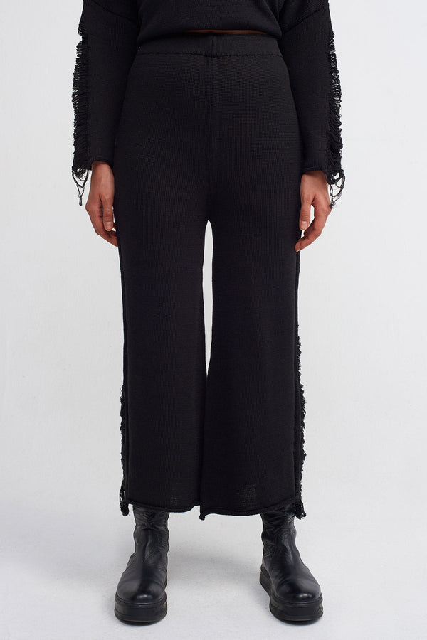 NU Straight Fit Knit Trousers Black