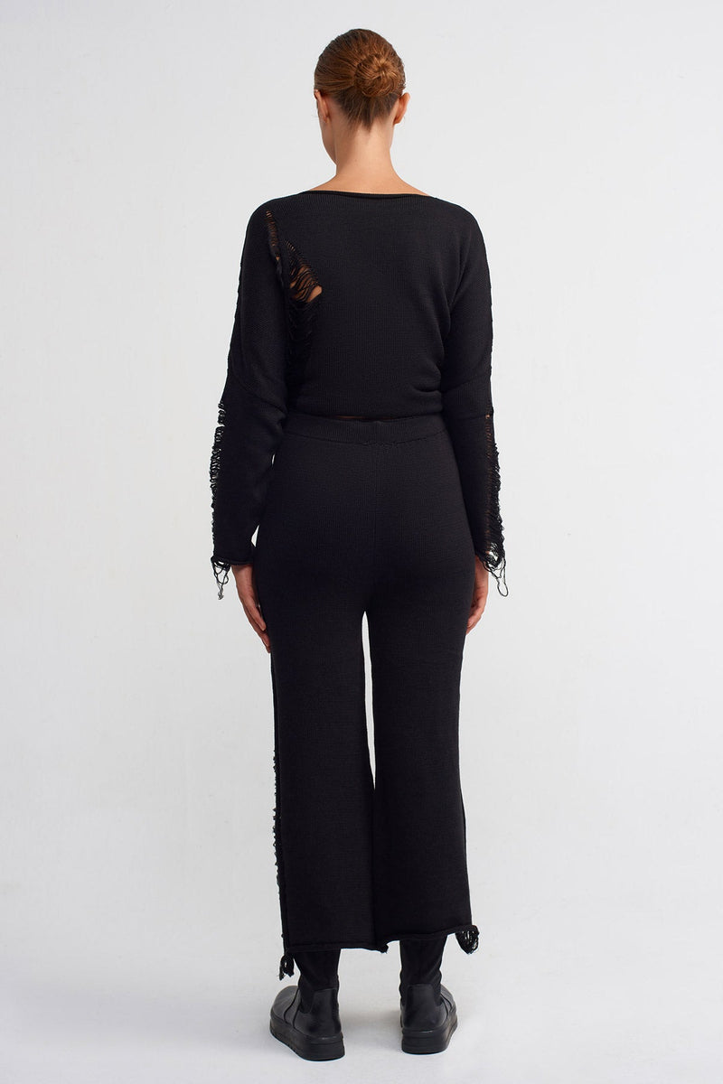 NU Straight Fit Knit Trousers Black