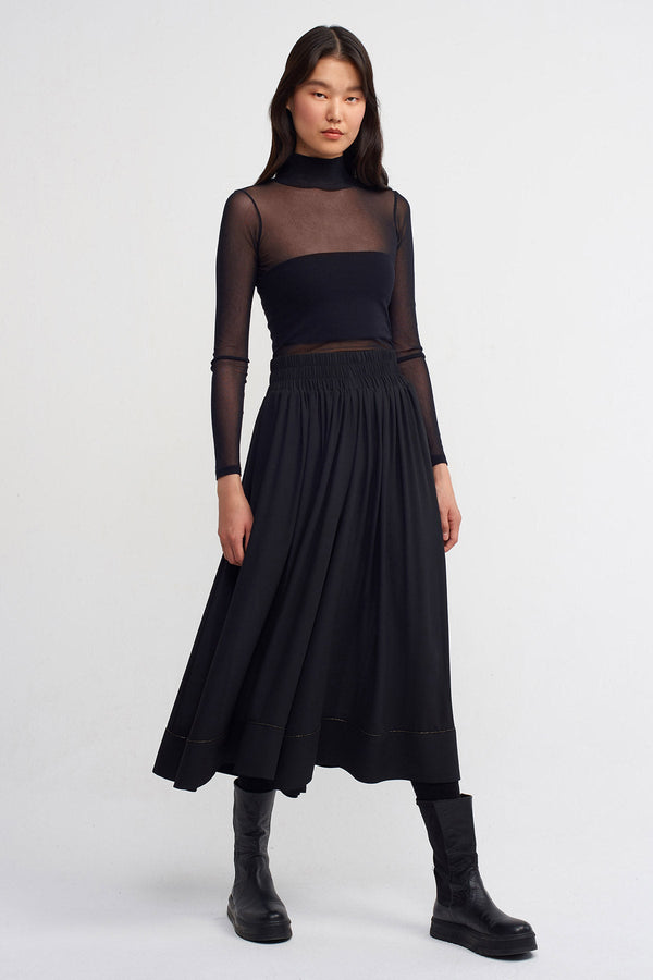 NU Wide-Leg Trousers With Metal Trim Black