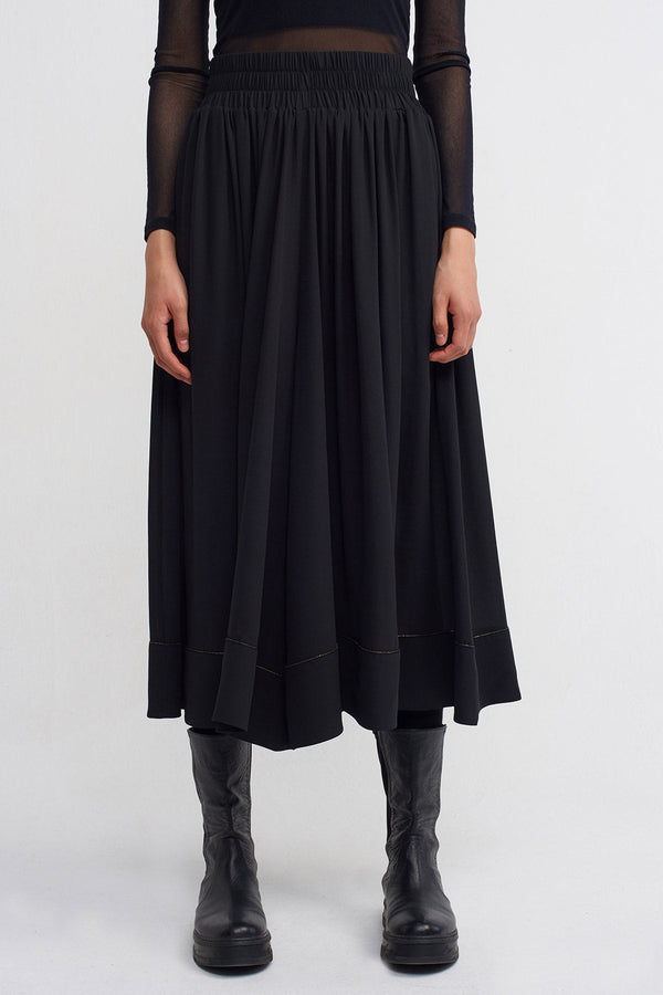 NU Wide-Leg Trousers With Metal Trim Black