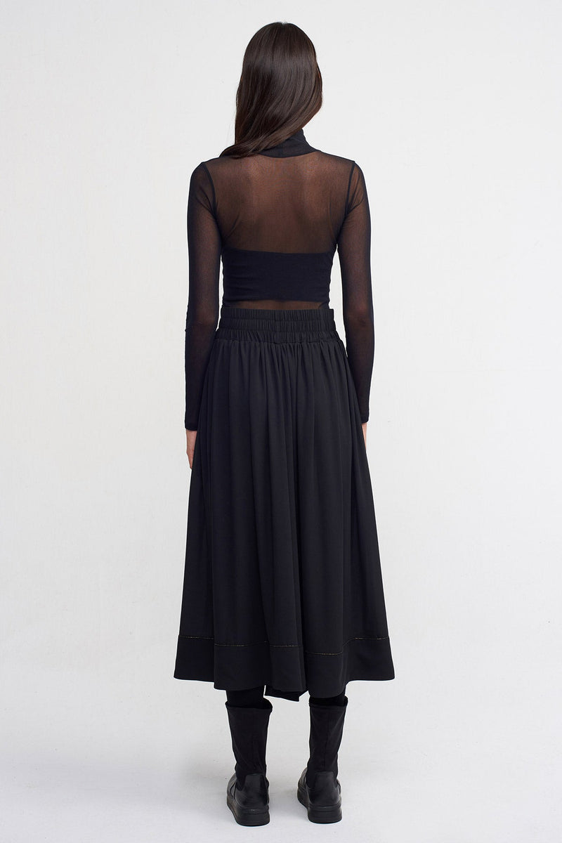 NU Wide-Leg Trousers With Metal Trim Black