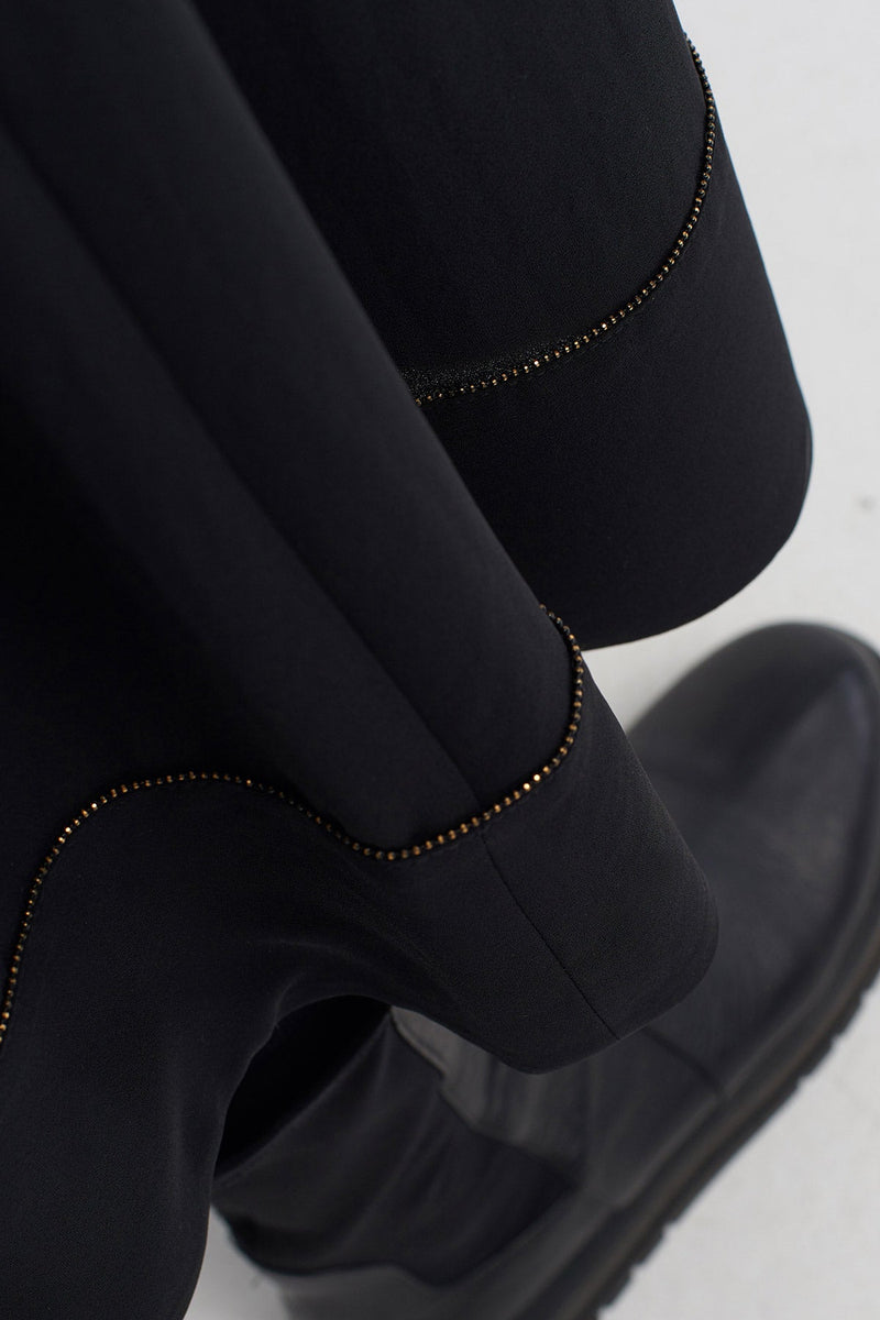 NU Wide-Leg Trousers With Metal Trim Black