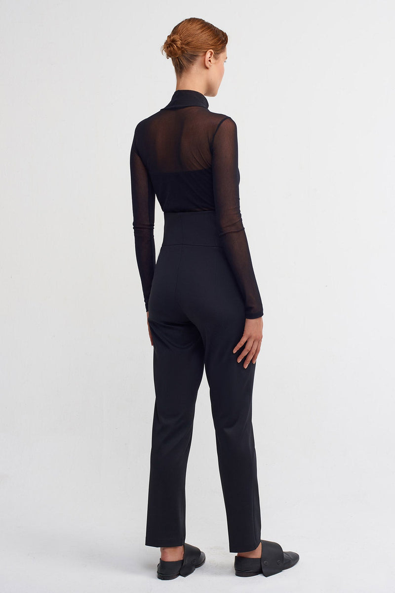 NU High Waist Solid Trousers Black
