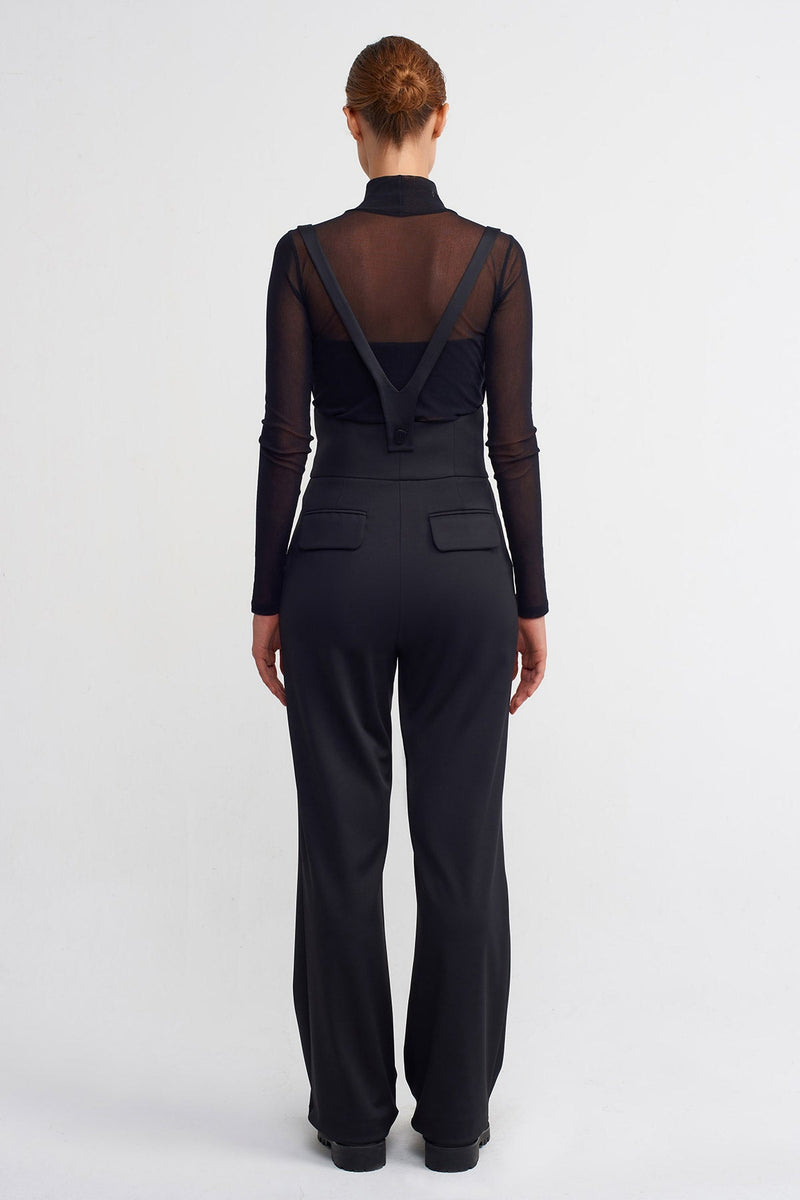 NU High Waist Trousers With Strap Detail Black