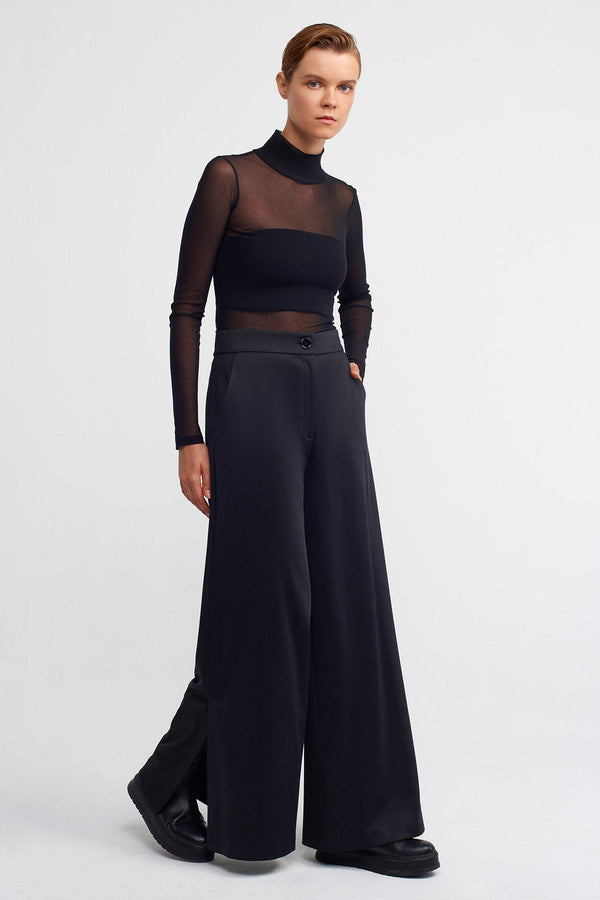 NU Slit Detail Wide Trousers Black