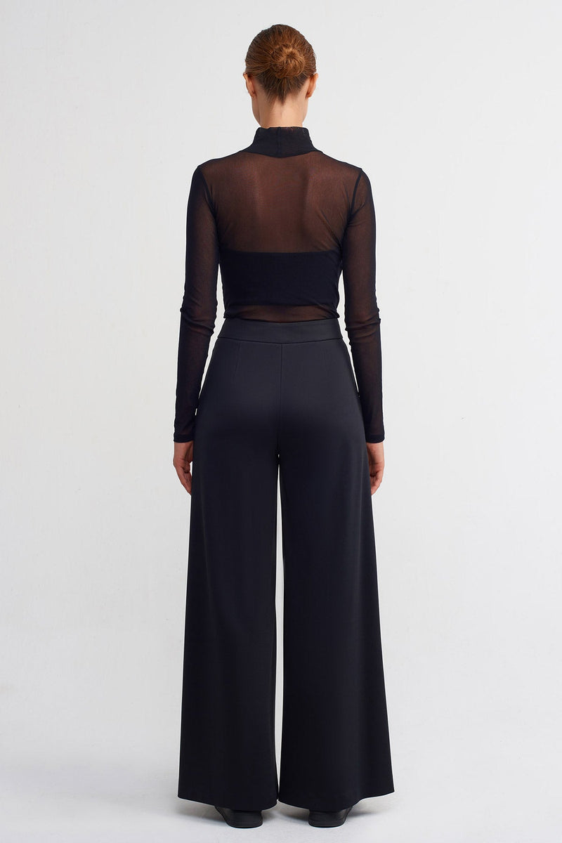 NU Slit Detail Wide Trousers Black