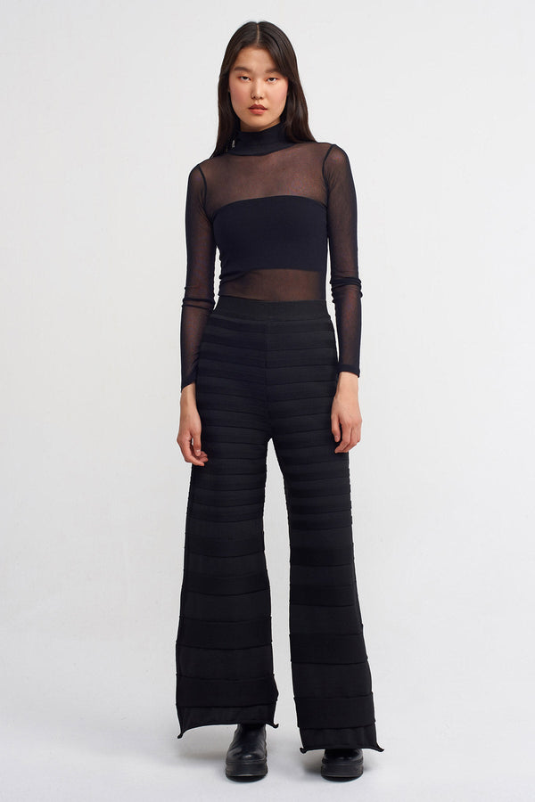 NU Stripe Detailed Knit Trousers Black