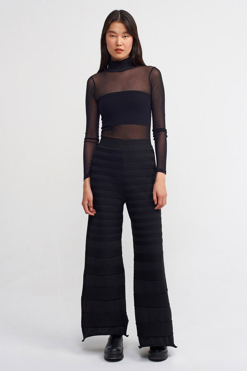 NU Stripe Detailed Knit Trousers Black