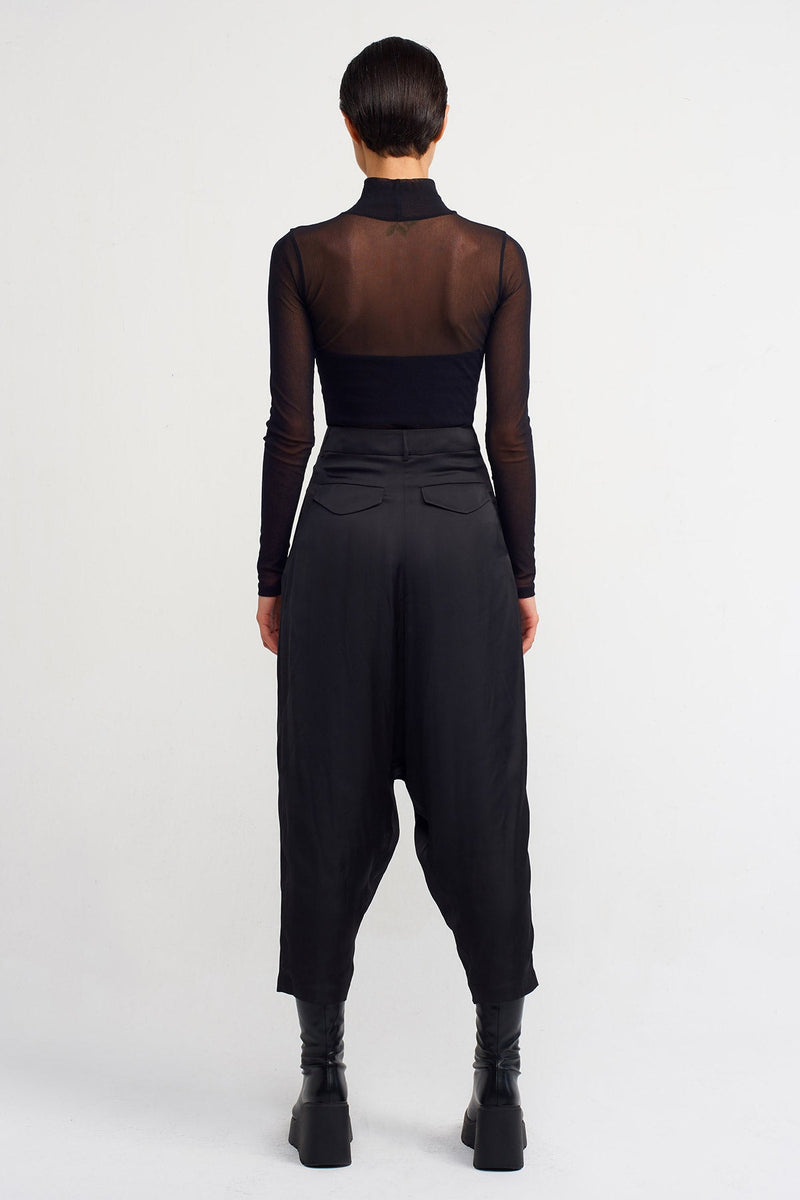 NU Pleated Satin Trousers Black