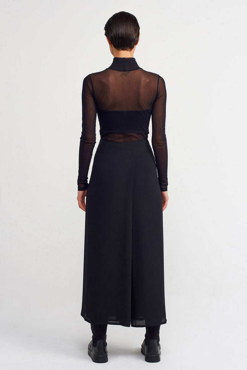 NU Front Slit Skirt Pants Black